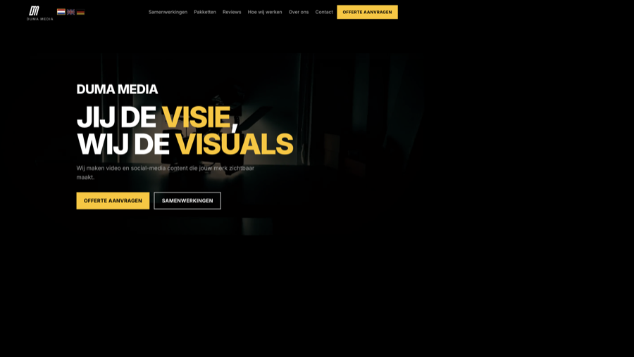 Screenshot van de website Duma Media